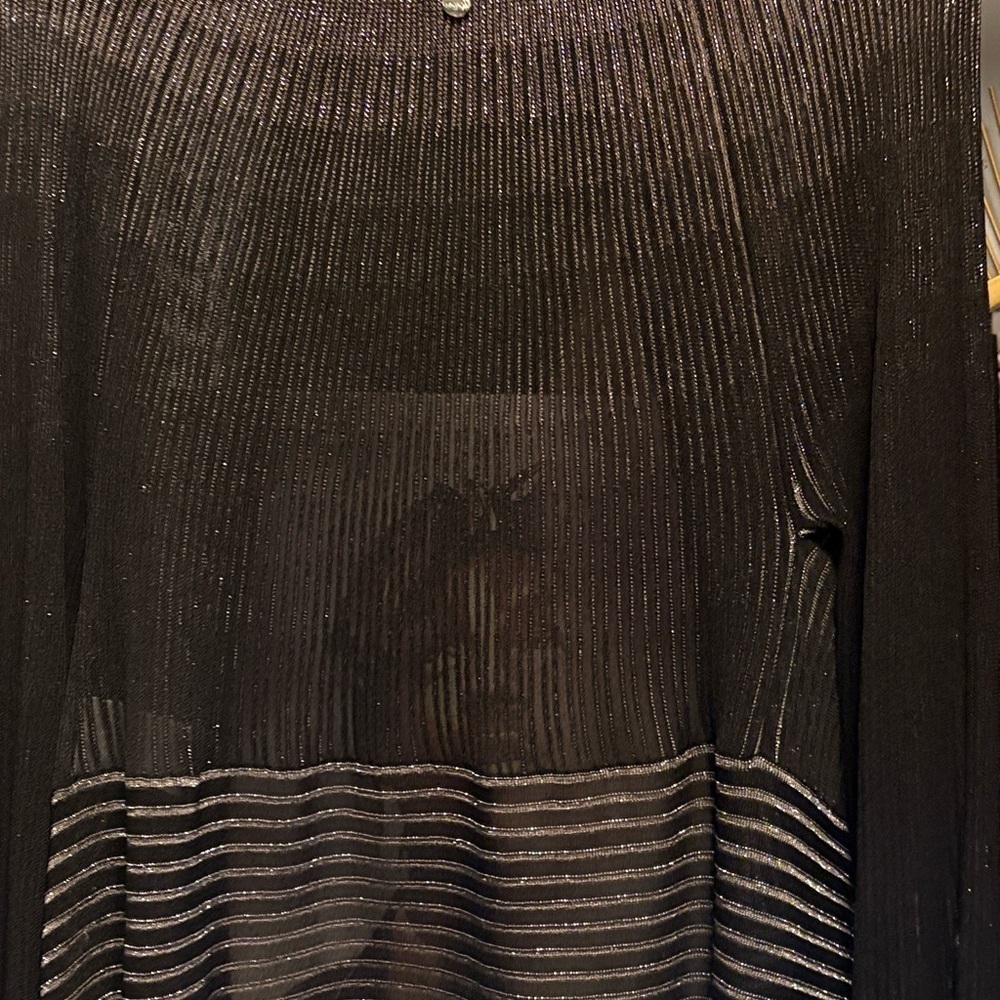 Escada Black & Silver Sheer shimmer open front Cardigan like new, FR 40/large - Picture 7 of 11